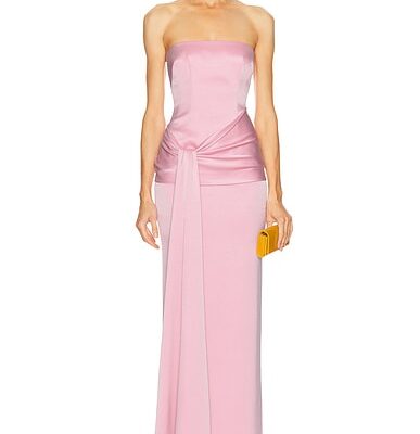Alex Perry Strapless Drape Sash Column Dress