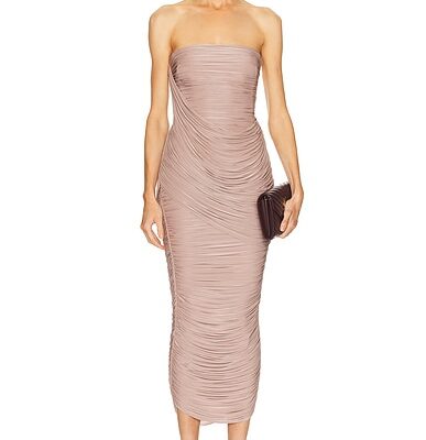 Alex Perry Strapless Drape Column Dress
