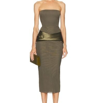 Alex Perry Strapless Satin Drape Dress