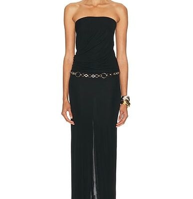 Christopher Esber Tortoise Chain Link Strapless Drape Dress