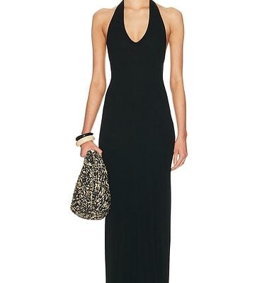Enza Costa Silk Rib U Neck Halter Fluid Maxi Dress
