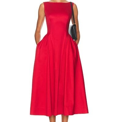 Helsa Stretch Cotton Sateen Midi Dress