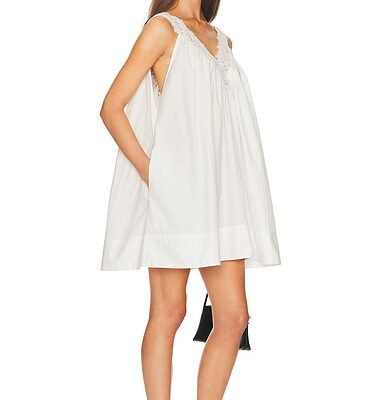 Helsa Mini Dress With Lace in Tech Poplin