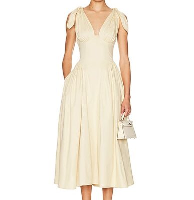 Helsa Fairweather Midi Dress in Stretch Cotton Sateen