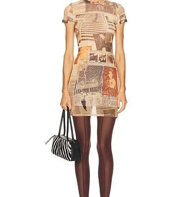 Jean Paul Gaultier Mesh Printed Journal Short Dress
