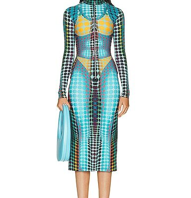 Jean Paul Gaultier Center Front Zip Long Sleeve Dress