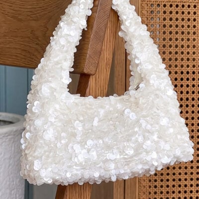 Beginning Boutique Tarquin White Sequin Shoulder Bag - Image 1