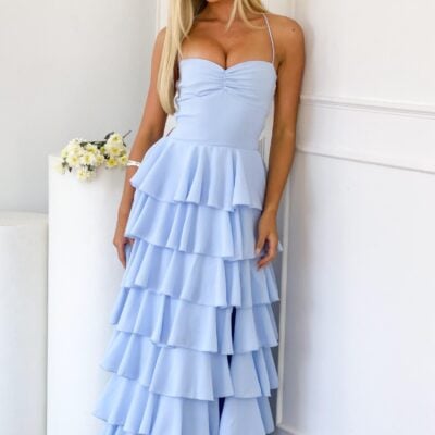 Beginning Boutique Georgie Blue Ruffle Maxi Dress - Image 2