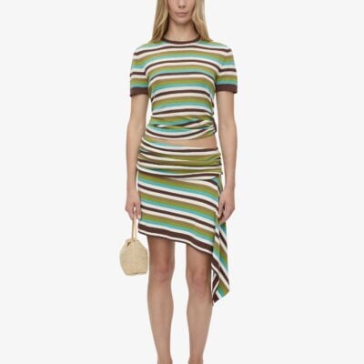 Christopher Esber Stripe Knit Extension Drape Mini Skirt — XXS - Image 1