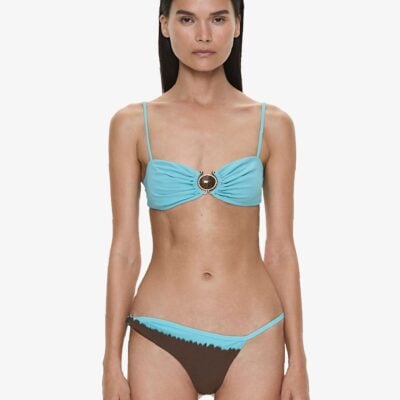 Christopher Esber Mineral Stone Ruched Bikini Top - Image 1