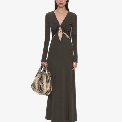 Christopher Esber Droplet Crystal Loophole Long Sleeve Dress - Image 1