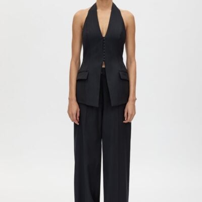 Camilla and Marc Orban Tailored Halter Top — navy pinstripe - Image 1