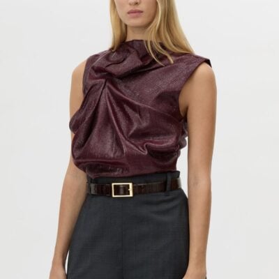Camilla and Marc Sana Drape Tailored Top — burgundy - Image 2