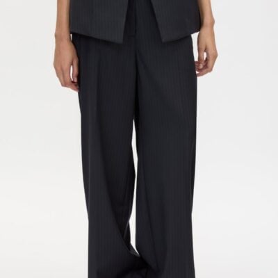 Camilla and Marc Orban Mid Rise Wide Leg Pant — navy pinstripe - Image 2