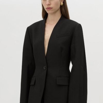 Camilla and Marc Tala Fitted Collarless Blazer — black - Image 2