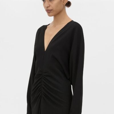 Camilla and Marc Dune Draped Waist Midi Dress — black - Image 2