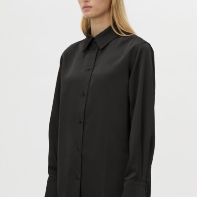Camilla and Marc Ground Satin Long Sleeve Shirt — black - Image 2