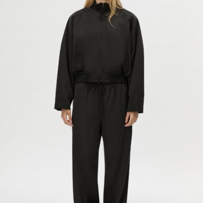 Camilla and Marc Tamar Satin Bomber Jacket — black - Image 1