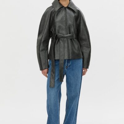Camilla and Marc Oreno Croc Belted Jacket — charcoal - Image 1