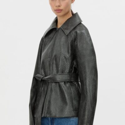 Camilla and Marc Oreno Croc Belted Jacket — charcoal - Image 2
