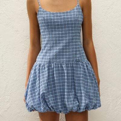 Faithfull The Brand Pelea Mini Dress Vintage Blue Check — XXS - Image 2