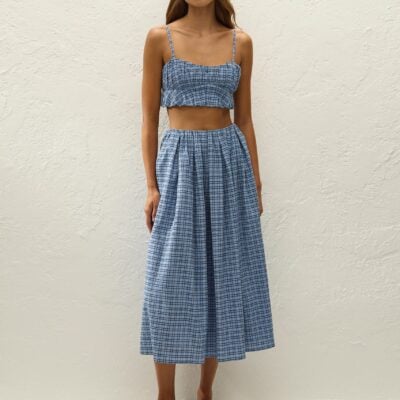 Faithfull The Brand Pelea Top Vintage Blue Check — XXS - Image 1