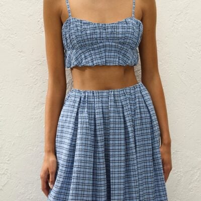 Faithfull The Brand Pelea Top Vintage Blue Check — XXS - Image 2