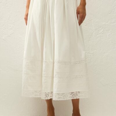 Faithfull The Brand Lyon Midi Skirt Ixora Lace White — XXS - Image 2