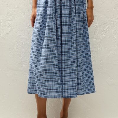 Faithfull The Brand Agora Skirt Vintage Blue Check — XXS - Image 2