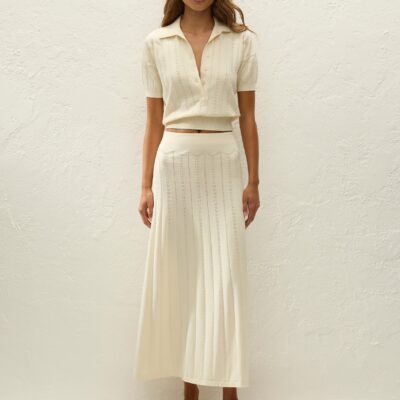 Faithfull The Brand Mieralla Maxi Skirt Maja Pointelle Vintage White — XXS - Image 1