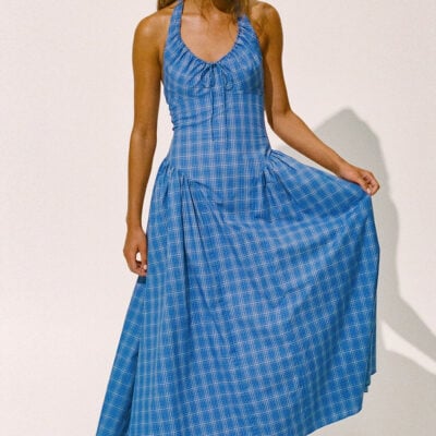 Faithfull The Brand Del Ros Midi Dress Flor Check Cobalt — XXS - Image 2