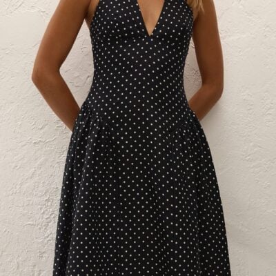 Faithfull The Brand La Cala Midi Dress Lola Polka Dot Black Cream — XXS - Image 2