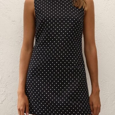 Faithfull The Brand Jacie Mini Dress Lola Polka Dot Black Cream — LOLA POLKA DOT - BLACK/CREAM - Image 2