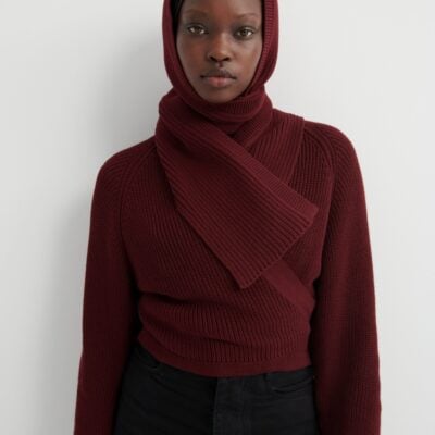 Kowtow Hood Scarf — maroon - Image 1