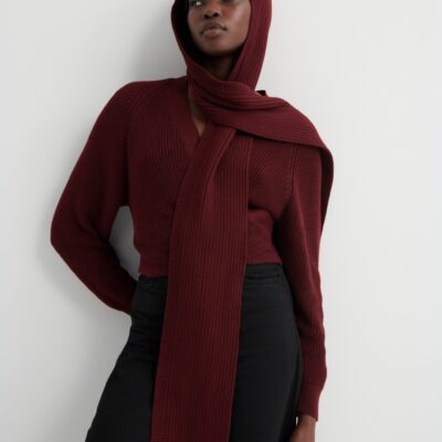 Kowtow Hood Scarf — maroon - Image 2