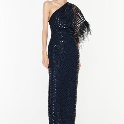 Manning Cartell Checkerboard Sequin Gown — MIDNIGHT NAVY - Image 1