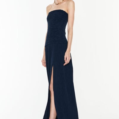 Manning Cartell Double Time Pleat Strapless Dress — NAVY - Image 1