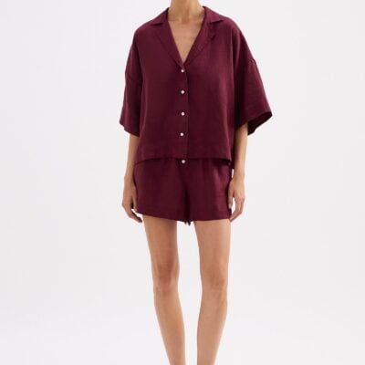 Nude Lucy LOUNGE LINEN SHORT — Merlot - Image 1