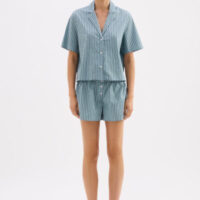 Nude Lucy ORGANIC POPLIN LOUNGE SHIRT — Lagoon Stripe - Image 2