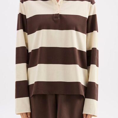 Nude Lucy ORGANIC LOUNGE JERSEY — Chocolate Stripe - Image 2