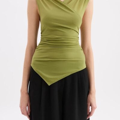 Nude Lucy SIVA MESH SLEEVELESS TOP — Cactus - Image 2