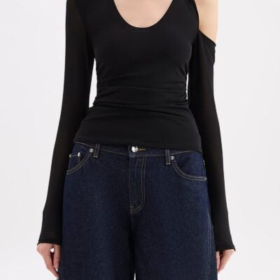 Nude Lucy ZAYD MESH LS TOP — Black - Image 2