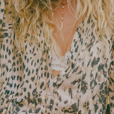 Spell Snow Leopard Asymmetric Blouse — XXS - Image 1