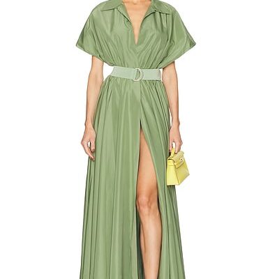 Norma Kamali Super Oversized Sleeveless Boyfriend Shirt Flared Gown