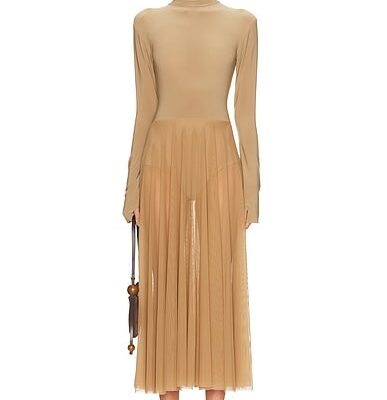 Norma Kamali Long Sleeve Turtleneck Flared Midcalf Dress