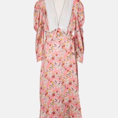 Miu Miu Floral Satin Sablé Midi Dress