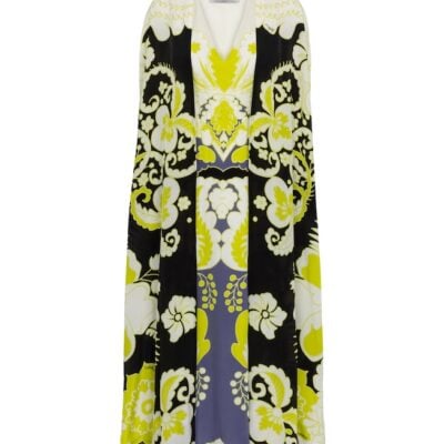 Valentino Valentino Caped Floral Silk Midi Dress