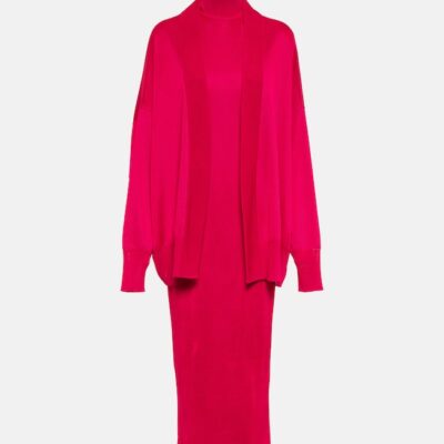 Alaïa Cardigan High-Neck Midi Dress