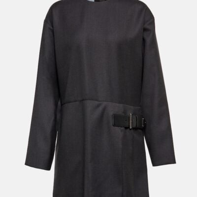 Prada Buckled Wool Crêpe Minidress