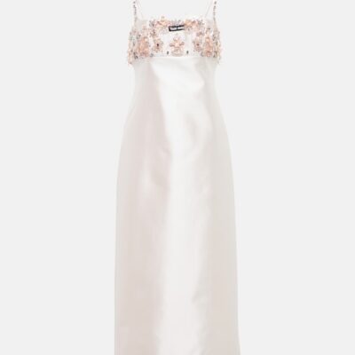 Miu Miu Embellished Silk And Wool Midi Dress